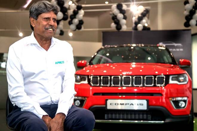 Image Showing The Great Cricketer Kapil Dev Sharing His Jeep Compass Experience.